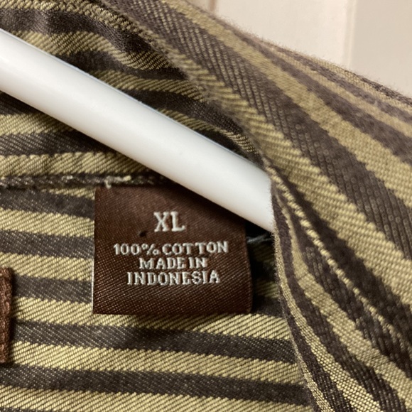 Perry Ellis Button Down Brown Striped Long Sleeves Dress Shirt Size XL - Picture 5 of 6